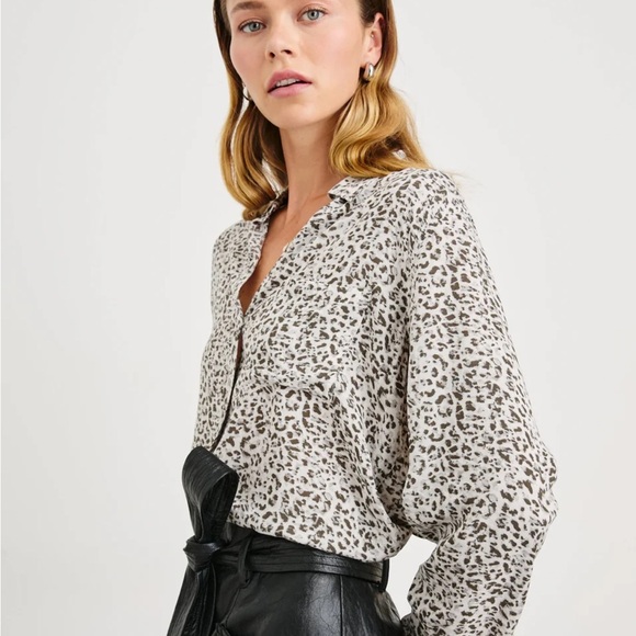 Rails Tops - NWOT Rails Josephine Charcoal Watercolor Cheetah Animal Print Button-Up Blouse M